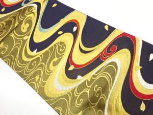 流水に花弁散らし模様織出し袋帯